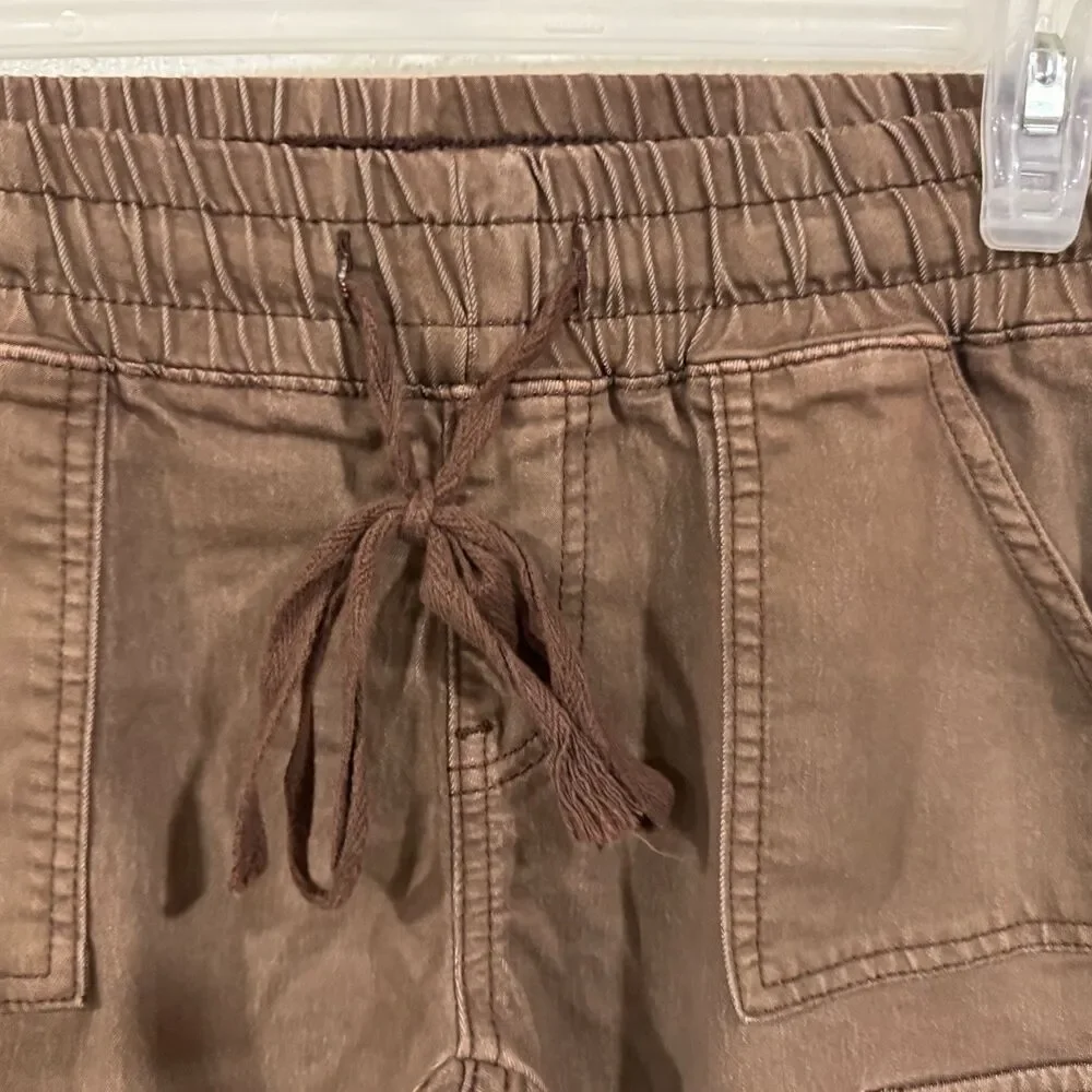 V.I.P. Girls' Size 14 Brown Cargo Jogger Pants Elastic Waist Drawstring Cuffs